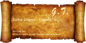 Gehringer Tamás névjegykártya